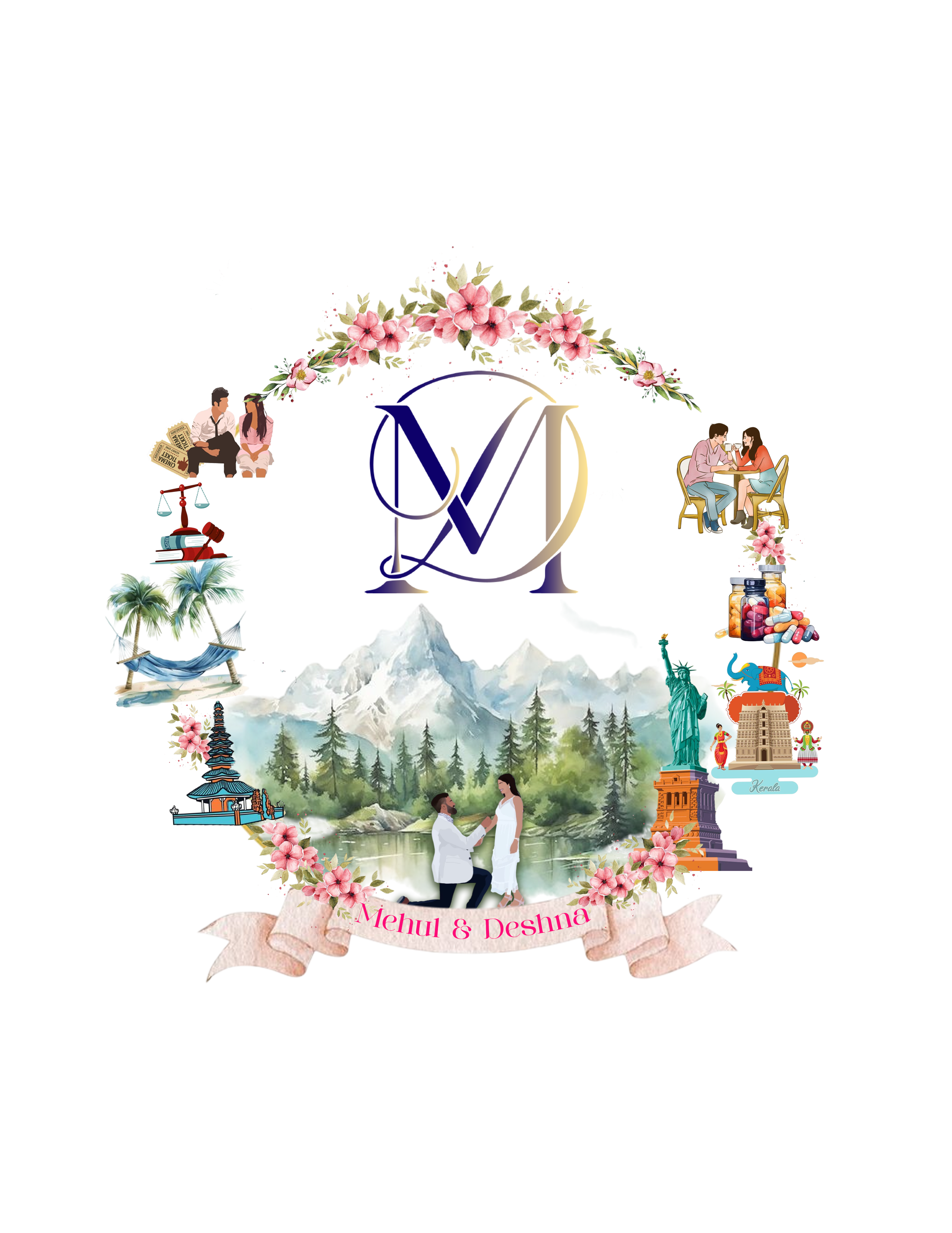 Deshna & Mehul Wedding Logo